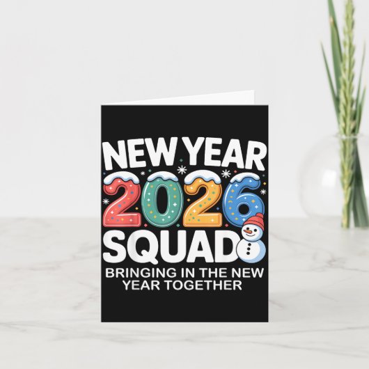 New Year 2026 Squad Funny Snowman Holiday Celebrat カード (正面)