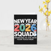 New Year 2026 Squad Funny Snowman Holiday Celebrat カード (黄色い花)