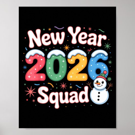 New Year 2026 Squad Funny Snowman Holiday Celebrat ポスター (正面)