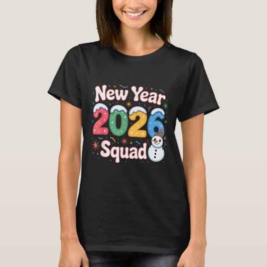 New Year 2026 Squad Funny Snowman Holiday Celebrat Tシャツ (正面)