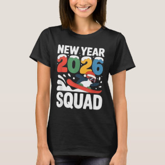 New Year 2026 Squad Funny Winter Snow Penguin Styl Tシャツ