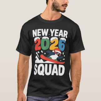 New Year 2026 Squad Funny Winter Snow Penguin Styl Tシャツ