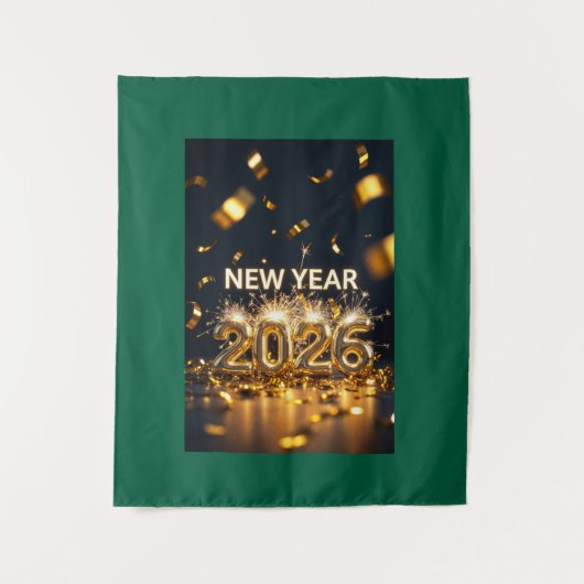 New Year 2026 Tapestry - Custom Luxe Wall Hanging タペストリー (正面)