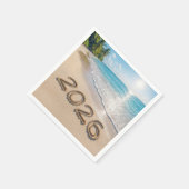 New Year 2026 Text On a Tropical Beach スタンダードカクテルナプキン (角)
