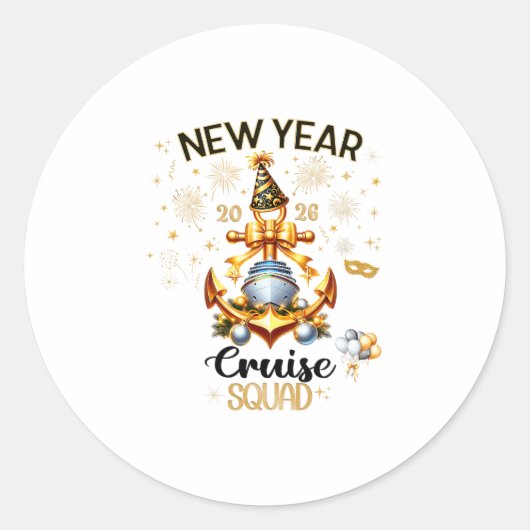 New Year 2026 Yacht Cruise Ship Nye Party Matching ラウンドシール (正面)