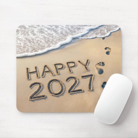 New Year 2027 Beach Footprints マウスパッド (マウス)