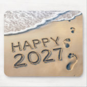 New Year 2027 Beach Footprints マウスパッド (正面)