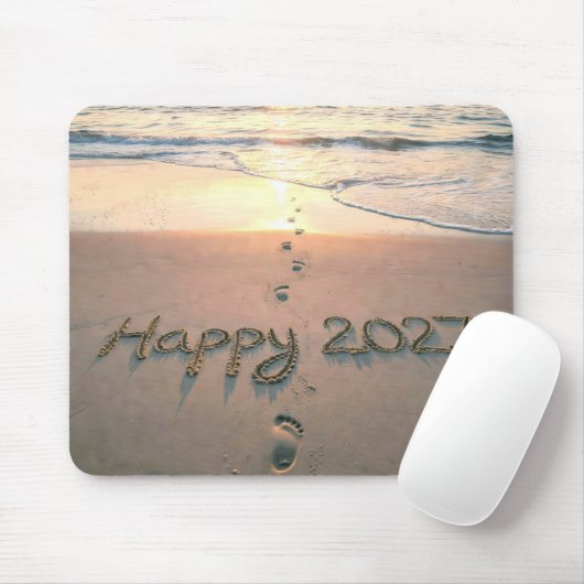 New Year 2027 Beach Footprints マウスパッド (マウス)