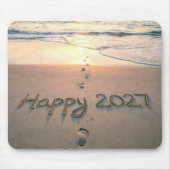 New Year 2027 Beach Footprints マウスパッド (正面)