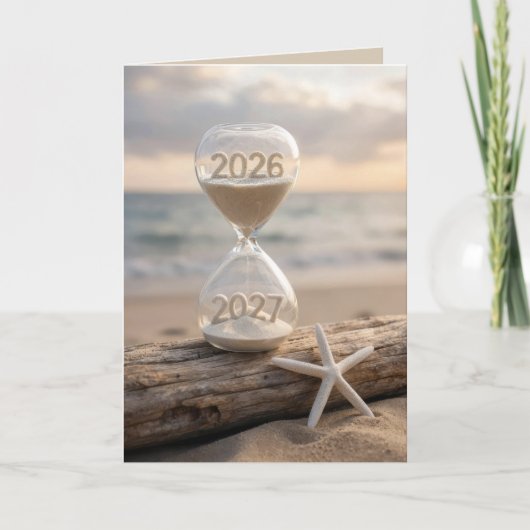 New Year 2027 Beach Hourglass カード (正面)