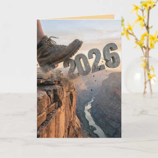 New Year 2027 Hiking Boot カード (黄色い花)
