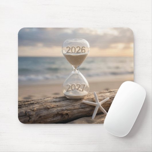 New Year 2027 Hourglass on Driftwood Log マウスパッド (マウス)