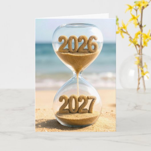 New Year 2027 Sand Timer カード (黄色い花)