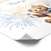 New Year Boy Bear Baby Shower Diaper Raffle Sign ポスター (角)
