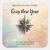 New Year Candle Sticker – Warm & Cozy Design スクエアシール (正面)