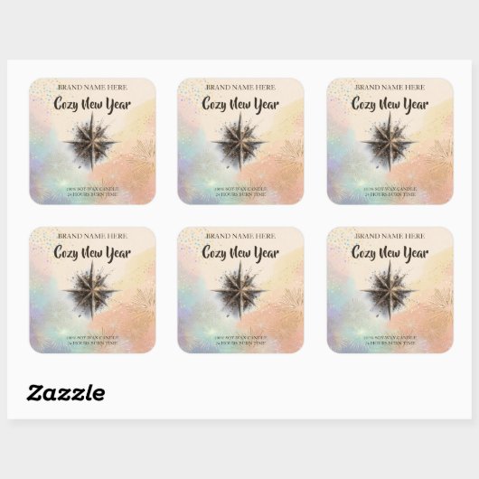 New Year Candle Sticker – Warm & Cozy Design スクエアシール (シート)