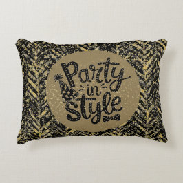 New Year Celebrate,Party in Style,Black Gold  Art アクセントクッション