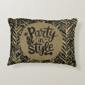 New Year Celebrate,Party in Style,Black Gold  Art アクセントクッション (裏面)