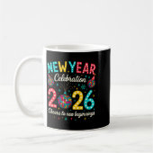 New Year Celebration 2026 Disco Ball Matching Wint コーヒーマグカップ (左)