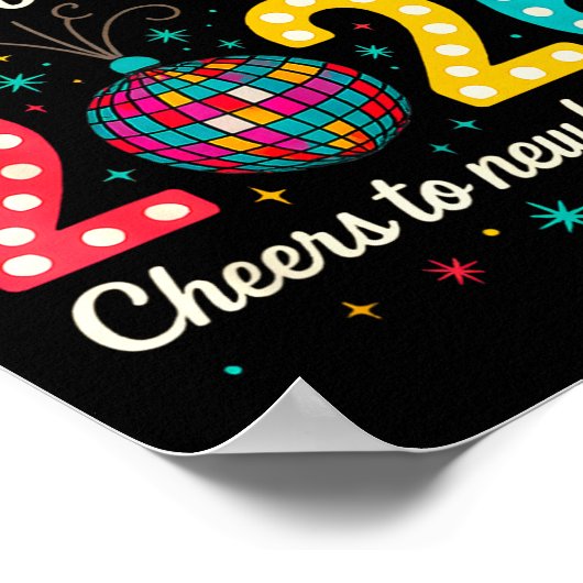 New Year Celebration 2026 Disco Ball Matching Wint ポスター (角)