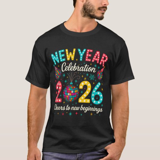 New Year Celebration 2026 Disco Ball Matching Wint Tシャツ (正面)