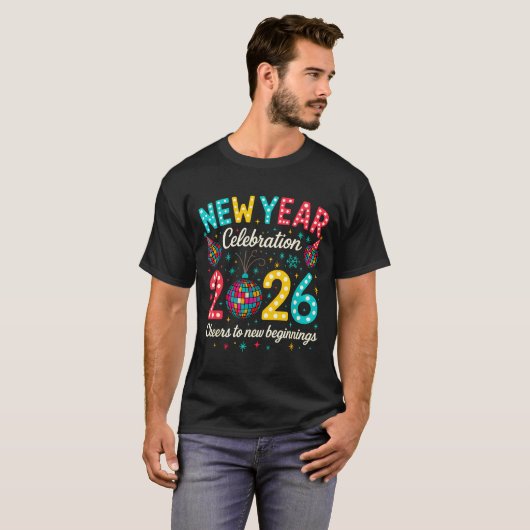 New Year Celebration 2026 Disco Ball Matching Wint Tシャツ (正面フル)