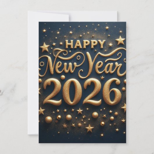 New Year Celebration Card | Wishes black and gold シーズンカード (正面)