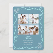 New Year Cheer 5 Photo Turquoise Hand Drawn Sketch シーズンカード (裏面)
