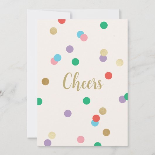 New Year Confetti Cream Greeting Card 招待状 (正面)