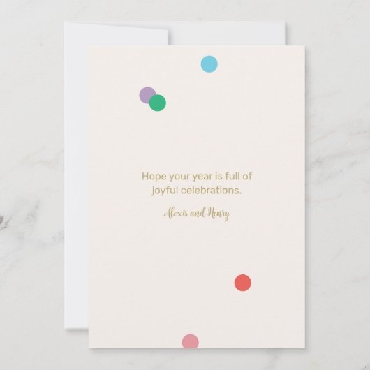 New Year Confetti Cream Greeting Card 招待状 (裏面)