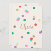 New Year Confetti Cream Greeting Card 招待状 (正面/裏面)