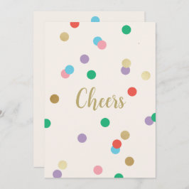 New Year Confetti Cream Greeting Card 招待状