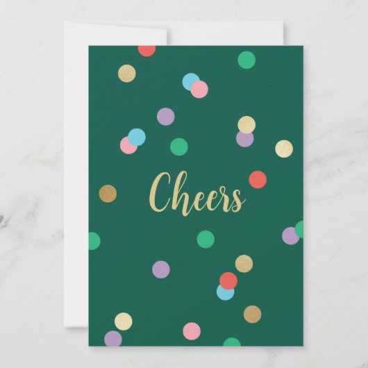 New Year Confetti Evergreen Greeting Card 招待状 (正面)