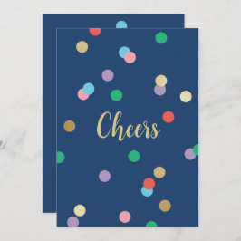 New Year Confetti Midnight Blue Greeting Card 招待状