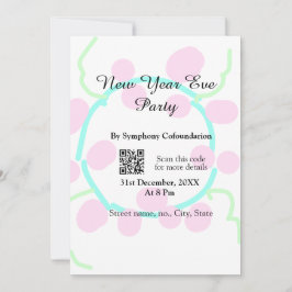 New year eve party scan QR RSVP name pink blue 