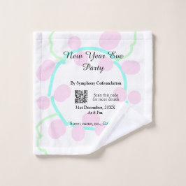 New year eve party scan QR RSVP name pink blue  ウォッシュタオル