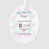 New year eve party scan QR RSVP name pink blue  オーナメント (正面)