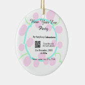 New year eve party scan QR RSVP name pink blue  セラミックオーナメント (右)