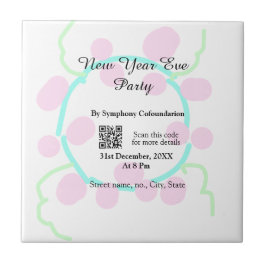 New year eve party scan QR RSVP name pink blue  タイル