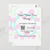 New year eve party scan QR RSVP name pink blue  ポストカード (正面/裏面)