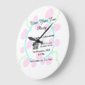 New year eve party scan QR RSVP name pink blue  ラージ壁時計 (傾斜)