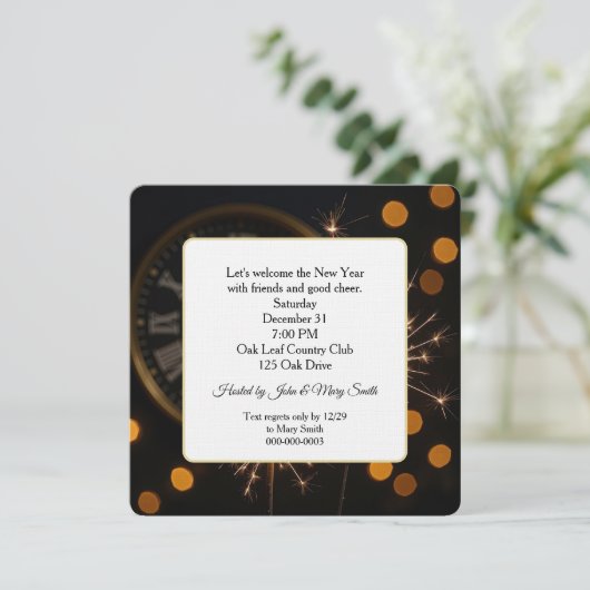 New Year Eve Sparklers On a Midnight Clock 招待状 (スタンド正面)