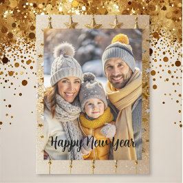 New year Family Photo elegant  typography modern  シーズンカード