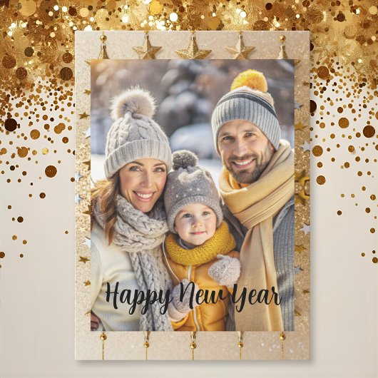 New year Family Photo elegant  typography modern  シーズンカード