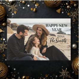 New year Family Photo elegant  typography modern  シーズンカード