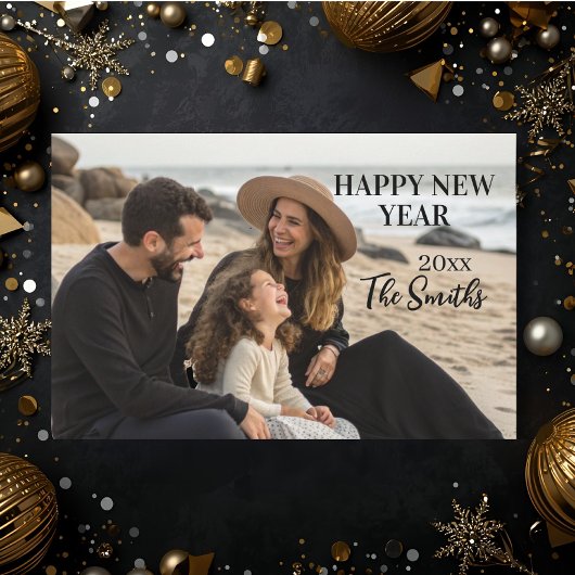 New year Family Photo elegant typography modern シーズンカード