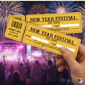 New Year Festival Party Entry Ticket 招待状