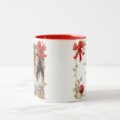 NEW YEAR Frame with Gold Pine Photo Family 2026 ツートーンマグカップ (中央)