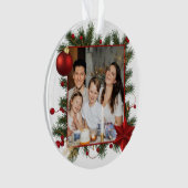 New year Frame with Red Star  Photo Family 2026 オーナメント (正面)