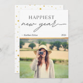 New Year Gold Photo Simple Holiday Card (正面/裏面)